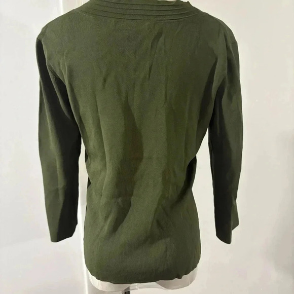 August Silk Quarter Sleeve V-Neck Blouse Green Size M - Picture 5 of 6